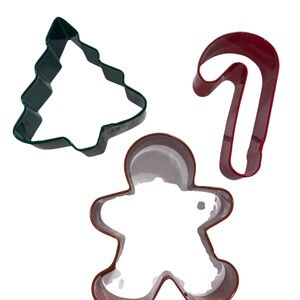 3 NWT Wilton Metal Cookie Cutters Candy Cane Gingerbread‎ Man Christmas Tree